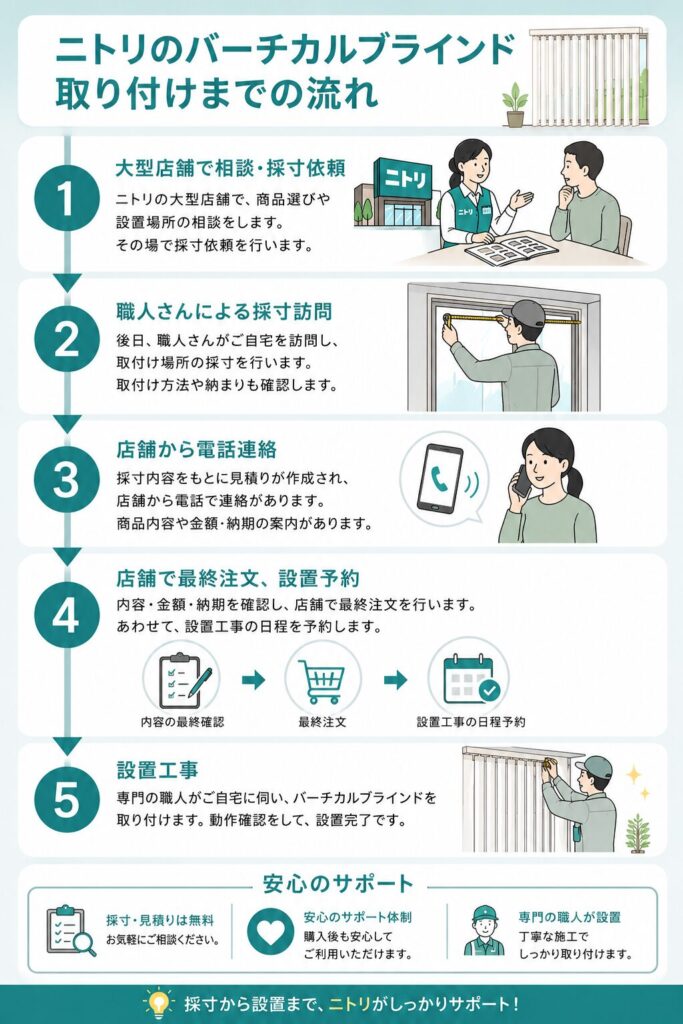 ニトリのバーチカルブラインド取り付けまでの流れ【図解】