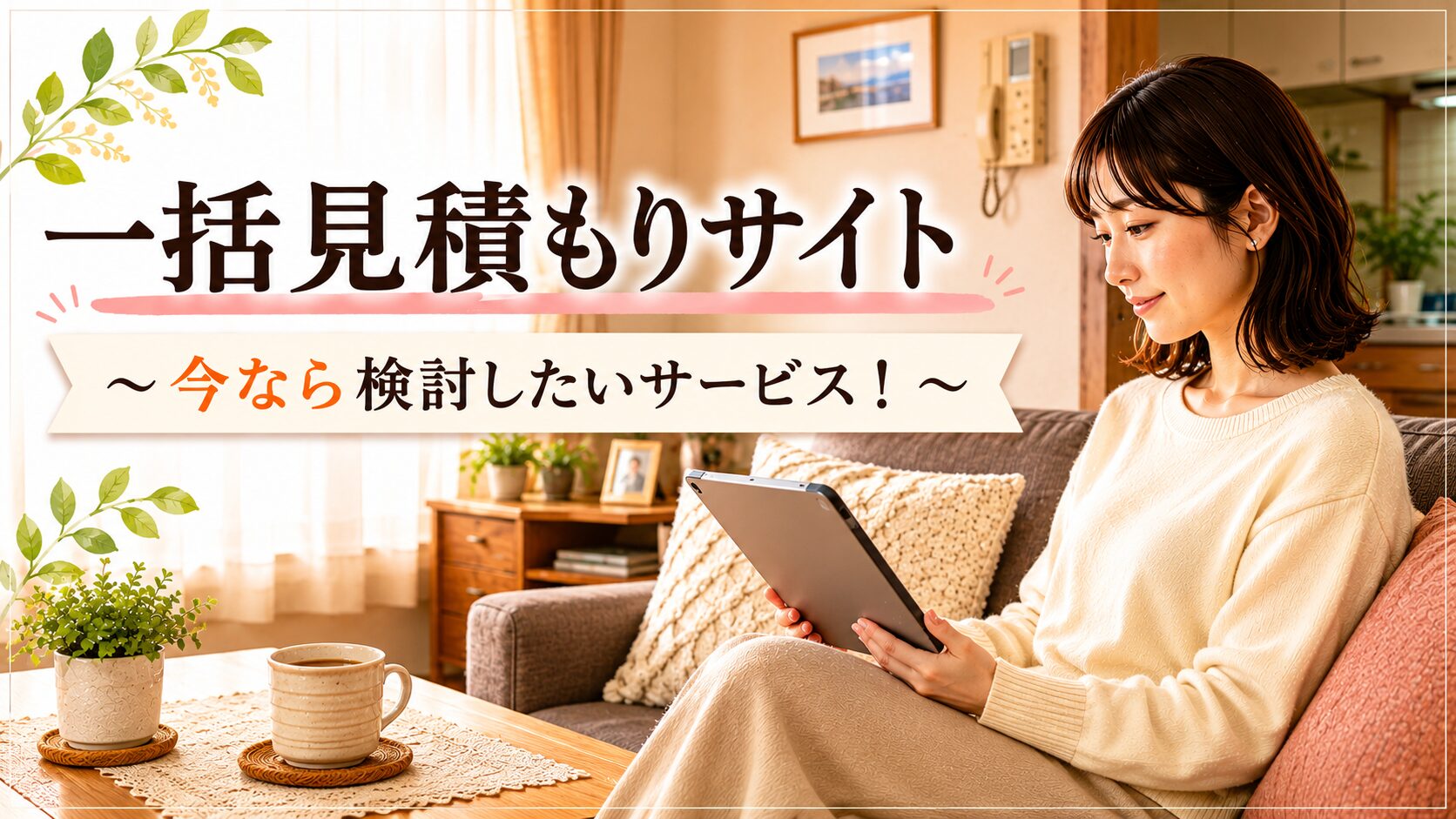 リフォーム一括見積もりサイトを比較検討する40代女性のイメージ